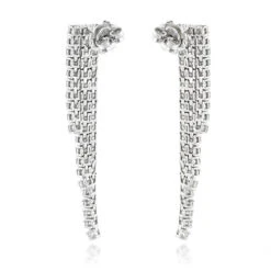 Ladies Earrings 14K White Gold String Diamond Earrings 3.78ct -H'Hen Sale Store ladies earrings 14k gold string diamond earrings 378ct p 7122 backwh
