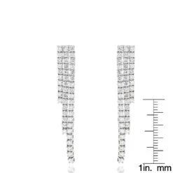 Ladies Earrings 14K White Gold String Diamond Earrings 3.78ct -H'Hen Sale Store ladies earrings 14k gold string diamond earrings 378ct p 7122 rulerwh