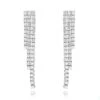 Ladies Earrings 14K White Gold String Diamond Earrings 3.78ct