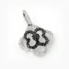 Ladies Flower Pendant With Black And White Diamonds 0.28ct 14K White Gold