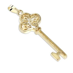 Ladies Necklaces 14K Yellow Gold Diamond Key Pendant 2 Carats -H'Hen Sale Store ladies necklaces 14k gold diamond key pendant 200ct p 7098 backye