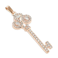 Ladies Necklaces 14K Yellow Gold Diamond Key Pendant 2 Carats -H'Hen Sale Store ladies necklaces 14k gold diamond key pendant 200ct p 7098 ro