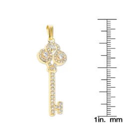 Ladies Necklaces 14K Yellow Gold Diamond Key Pendant 2 Carats -H'Hen Sale Store ladies necklaces 14k gold diamond key pendant 200ct p 7098 rulerye
