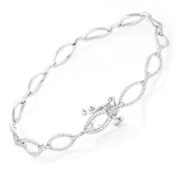 Ladies Oval Link DIamond Bracelet 0.65ct 14K White Gold -H'Hen Sale Store ladies oval link diamond bracelet 065ct 14k gold backwh