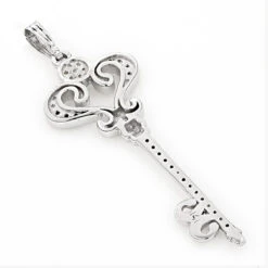 Ladies Pendants 14K White Gold Diamond Key Necklace Pendant 0.70ct -H'Hen Sale Store ladies pendants 14k gold diamond key necklace 070ct p 7099 backwh