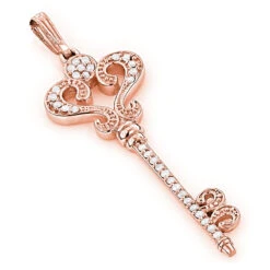 Ladies Pendants 14K White Gold Diamond Key Necklace Pendant 0.70ct -H'Hen Sale Store ladies pendants 14k gold diamond key necklace 070ct p 7099 ro