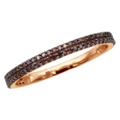 Ultra Thin Ladies Red Diamond Ring 0.34ct 14K Rose Gold Stackable