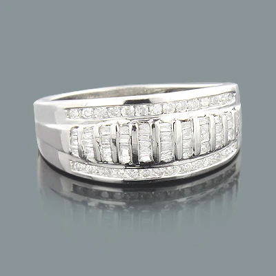 Ladies Round Baguette Diamond Wedding Band 1.05ct 14K Rose Gold 3 Ladies Round Baguette Diamond Wedding Band 1.05ct 14K Rose Gold