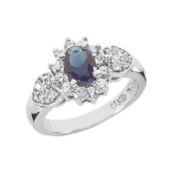 Ladies Ruby And Diamond Flower Ring 14K White Gold 0.30ctd 0.75ctr