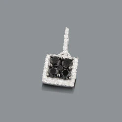Ladies Silver Pendant With Black And White Diamonds 0.65ct