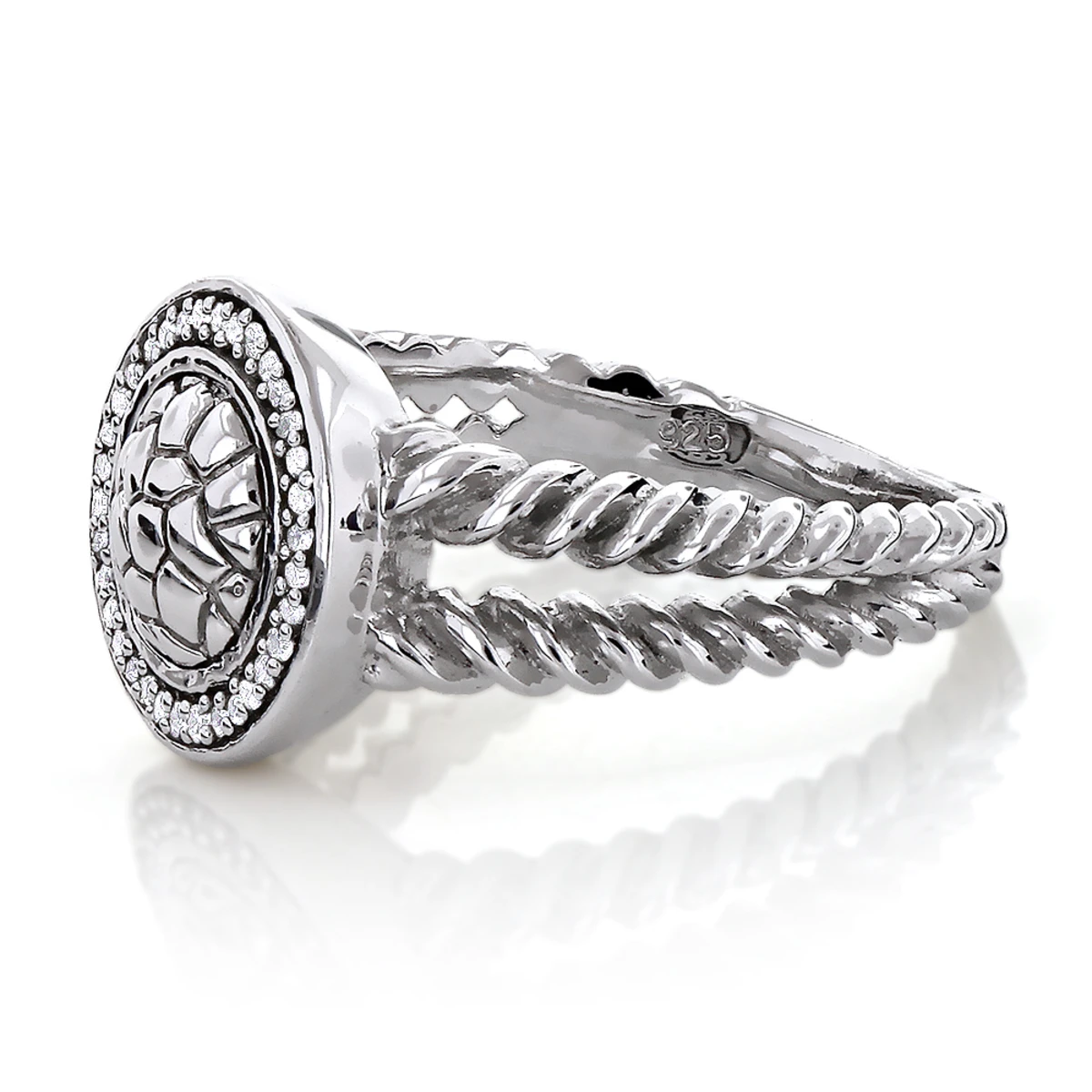 Ladies Sterling Silver Diamond Ring 0.13ct 4 Ladies Sterling Silver Diamond Ring 0.13ct - Image 2