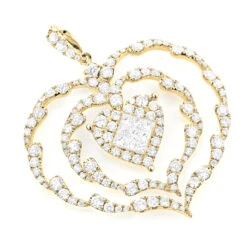 Ladies Unique Diamond Heart Pendant 3ct 14K White Gold -H'Hen Sale Store ladies unique diamond heart pendant 3ct 14k gold 7