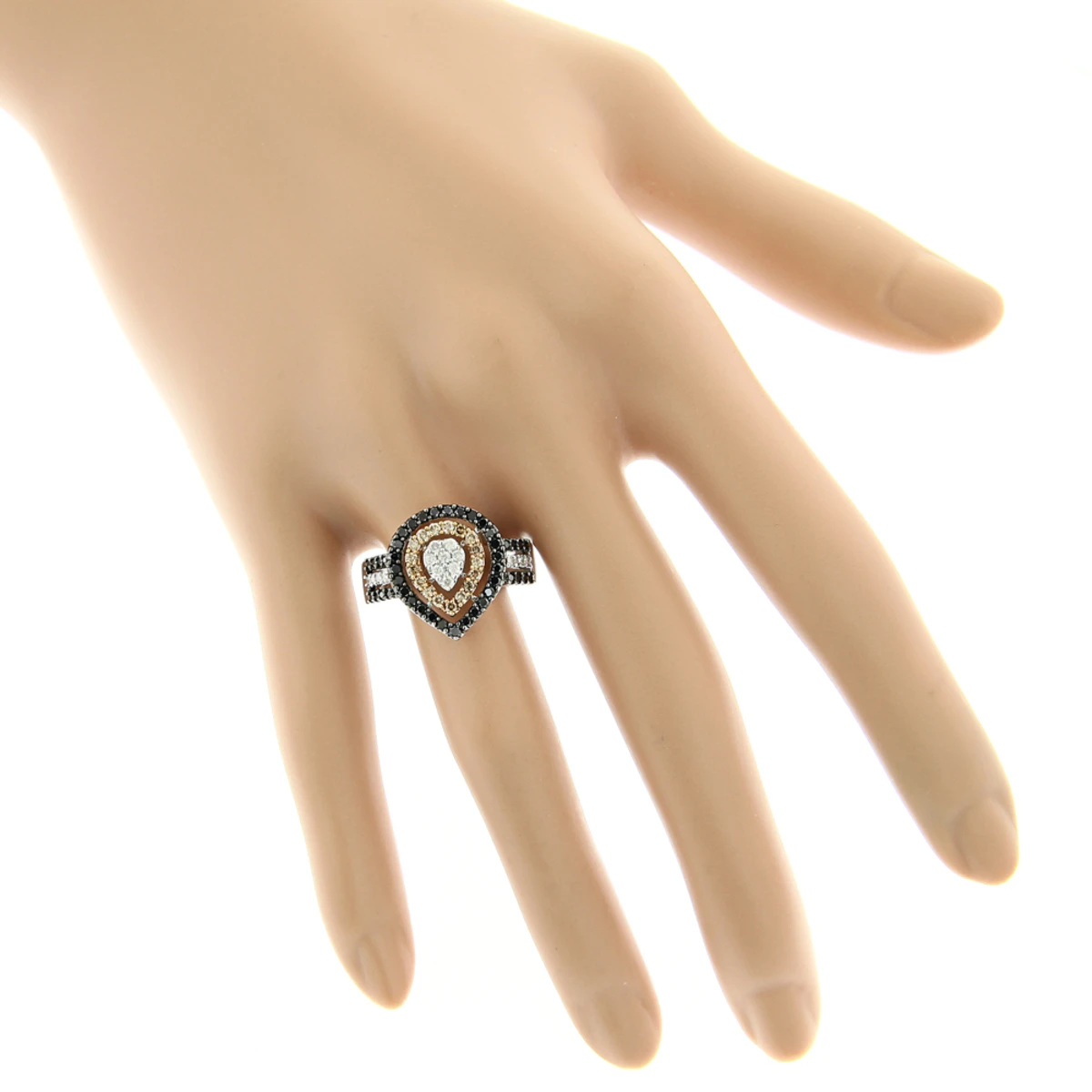 Ladies White Brown Black Diamond Ring 1.11ct 14K White Gold 5 Ladies White Brown Black Diamond Ring 1.11ct 14K White Gold - Image 3