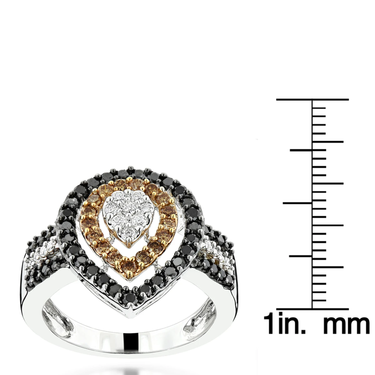 Ladies White Brown Black Diamond Ring 1.11ct 14K White Gold 6 Ladies White Brown Black Diamond Ring 1.11ct 14K White Gold - Image 4