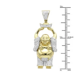 Large 1 Carat 10K Yellow Gold Smiling Diamond Buddha Pendant For Men -H'Hen Sale Store large 1 carat solid 10k gold smiling diamond buddha pendant for men rulerye