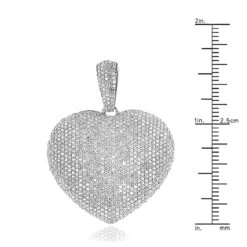 Large 14K White Gold Diamond Heart Pendant For Women 5.35ct -H'Hen Sale Store large 14k fully paved diamond heart pendant 535ct p 22370 rulerwh