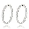 Large 14K White Gold Inside Out Diamond Hoop Earrings 4.6ct