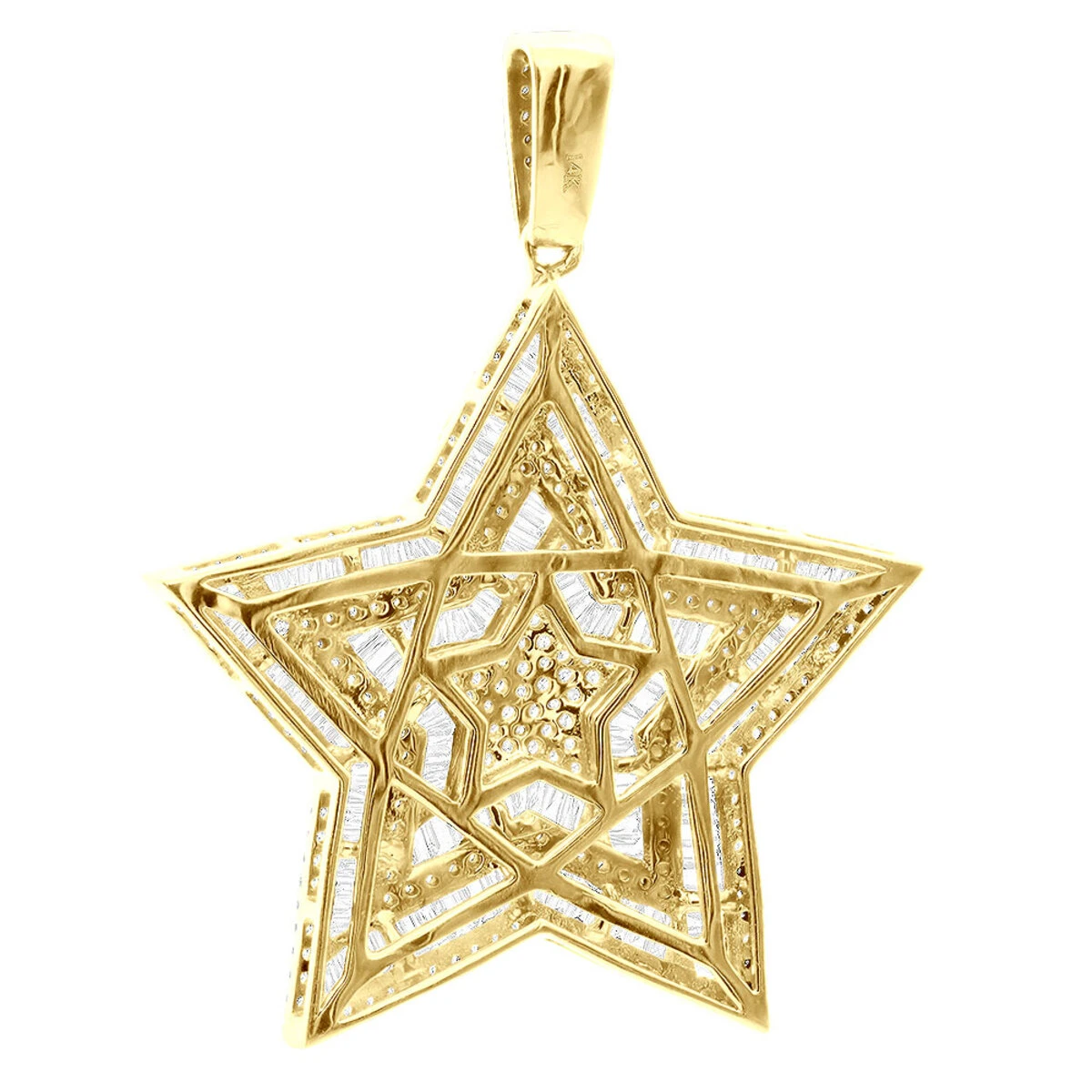 Large 2 Inch Men's Diamond Star Pendant 14K White Gold 5 Carats 7 Large 2 Inch Men's Diamond Star Pendant 14K White Gold 5 Carats - Image 5