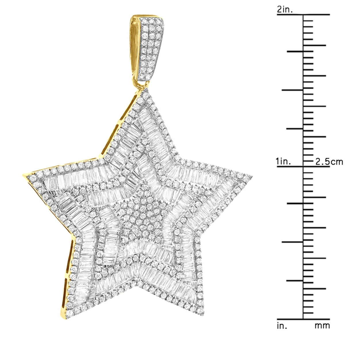 Large 2 Inch Men's Diamond Star Pendant 14K White Gold 5 Carats 10 Large 2 Inch Men's Diamond Star Pendant 14K White Gold 5 Carats - Image 8