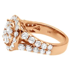 Large 4 Carat Diamond Engagement Ring For Women 14K Yellow Gold Cluster Diamonds -H'Hen Sale Store large 4 carat diamond engagement ring for women 14k gold cluster diamonds 803264 back rose