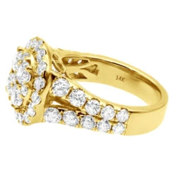 Large 4 Carat Diamond Engagement Ring For Women 14K Yellow Gold Cluster Diamonds -H'Hen Sale Store large 4 carat diamond engagement ring for women 14k gold cluster diamonds 803264 back yellow