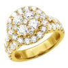 Large 4 Carat Diamond Engagement Ring For Women 14K Yellow Gold Cluster Diamonds