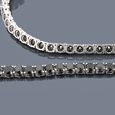 Large Black Diamond Necklace Chain 151.50ct 14K White Gold 4 Large Black Diamond Necklace Chain 151.50ct 14K White Gold - Image 2
