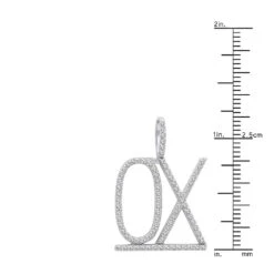 Large Customizable Diamond Initials Pendant For Men & Women 10K White Gold -H'Hen Sale Store large customizable diamond initials pendant for men women solid 10k gold 000900 ruler white