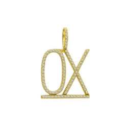 Large Customizable Diamond Initials Pendant For Men & Women 10K White Gold -H'Hen Sale Store large customizable diamond initials pendant for men women solid 10k gold 000900 yellow