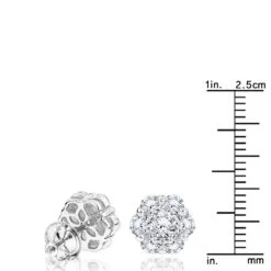 6 Carat Look Large Diamond Cluster Earrings 14K White Gold Studs 2 Carats -H'Hen Sale Store large diamond cluster earrings 190ct 14k p 45523 rulerwh