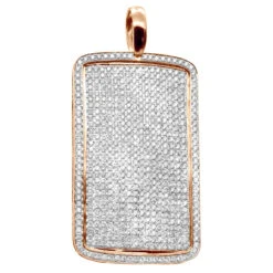 Large Diamond Dog Tag Pendant 14K White Gold Fully Iced Out Design 10.5ct -H'Hen Sale Store large diamond dog tag pendant in 14k gold fully iced out design 10 5ct rose