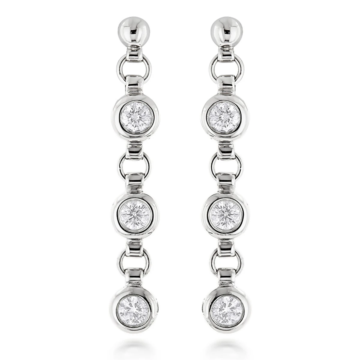 Large Diamond Drop Earrings 0.55ct 14K White Gold 3 Large Diamond Drop Earrings 0.55ct 14K White Gold