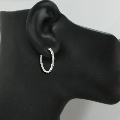 Large Hoops 14K White Gold Inside Out Diamond Hoop Earrings 3.47 5 Large Hoops 14K White Gold Inside Out Diamond Hoop Earrings 3.47 - Image 3