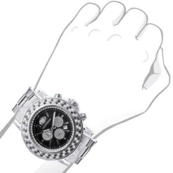 Luxurman Escalade Oversized 4 Carat White & Black Diamond Watch For Men -H'Hen Sale Store large mens multicolor white yellow blue diamond watch 4ct luxurman escalade body 1 20220618