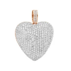 Large Pave Diamond Heart Pendant 10ct 14K White Gold -H'Hen Sale Store large pave diamond heart pendant 10ct 14k gold ro