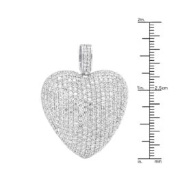 Large Pave Diamond Heart Pendant 10ct 14K White Gold -H'Hen Sale Store large pave diamond heart pendant 10ct 14k gold rulerwh