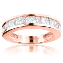 Large Princess Cut Diamond Wedding Band 2.5ct 14K White Gold -H'Hen Sale Store large princess cut diamond wedding band 25ct 14k gold ro