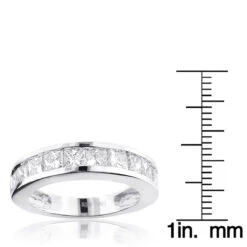 Large Princess Cut Diamond Wedding Band 2.5ct 14K White Gold -H'Hen Sale Store large princess cut diamond wedding band 25ct 14k gold rulerwh