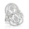 Large 14K White Gold Luxurman Right Hand Diamond Ring For Women 2 Carats
