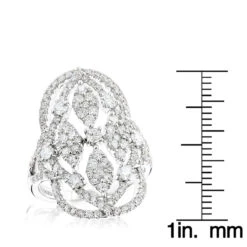 Large 14K White Gold Luxurman Right Hand Diamond Ring For Women 2 Carats -H'Hen Sale Store large rings luxurman right hand diamond ring for women 2 carats 14k gold rulerwh