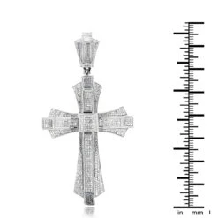 Large Sterling Silver Men's Diamond Cross Pendant 1.14ct 10 Large Sterling Silver Men's Diamond Cross Pendant 1.14ct -H'Hen Sale Store large sterling silver mens diamond cross pendant 114ct p 48214box
