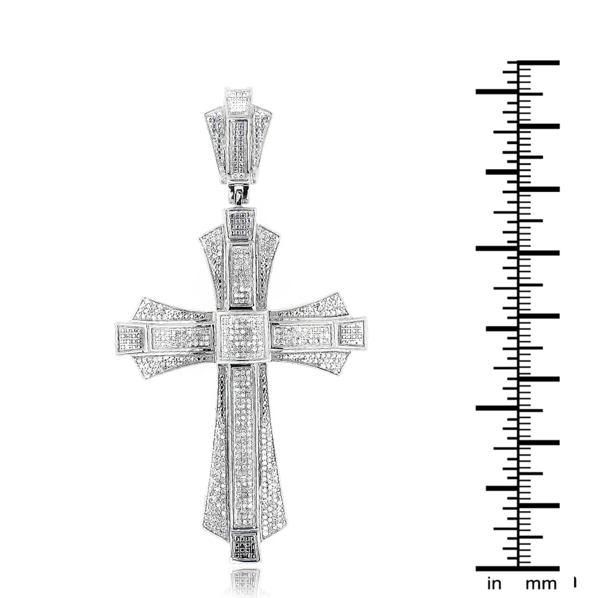 Large Sterling Silver Men's Diamond Cross Pendant 1.14ct 6 Large Sterling Silver Men's Diamond Cross Pendant 1.14ct - Image 4
