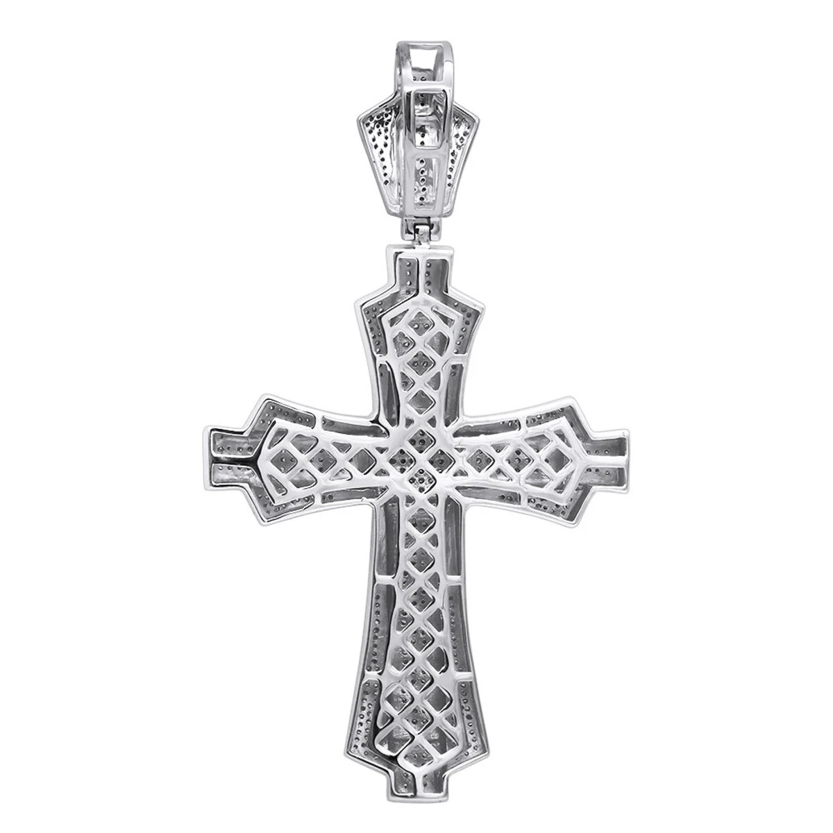 Large Sterling Silver Men's Diamond Cross Pendant 1.14ct 4 Large Sterling Silver Men's Diamond Cross Pendant 1.14ct - Image 2