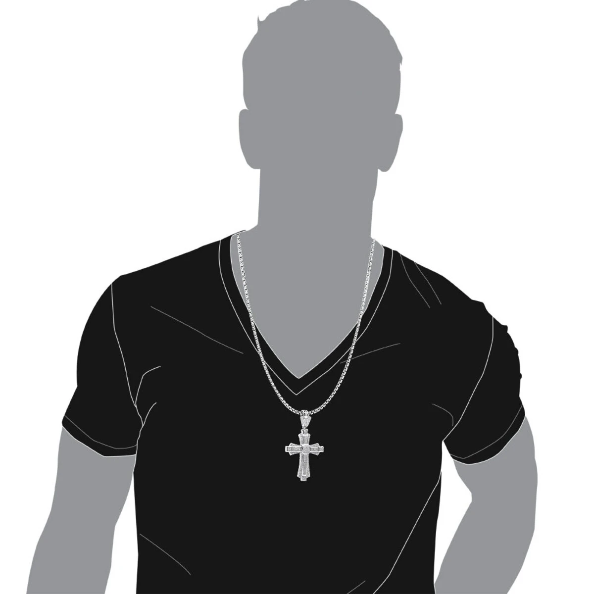 Large Sterling Silver Men's Diamond Cross Pendant 1.14ct 5 Large Sterling Silver Men's Diamond Cross Pendant 1.14ct - Image 3