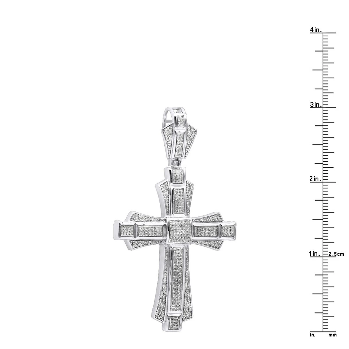 Large Sterling Silver Men's Diamond Cross Pendant 1.14ct 7 Large Sterling Silver Men's Diamond Cross Pendant 1.14ct - Image 5