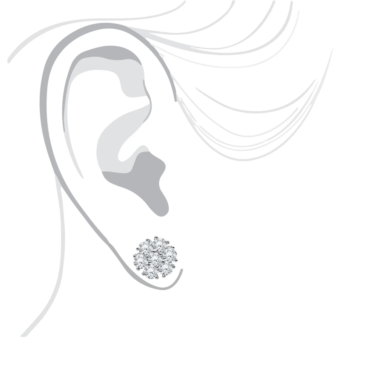 Luxurman 1 1/2ct Diamond Flower Cluster Earrings Studs 14K White Gold 7 Luxurman 1 1/2ct Diamond Flower Cluster Earrings Studs 14K White Gold - Image 5