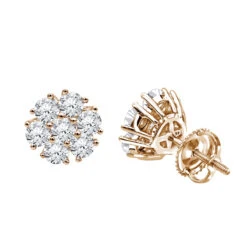 Luxurman 1 1/2ct Diamond Flower Cluster Earrings Studs 14K White Gold 10 Luxurman 1 1/2ct Diamond Flower Cluster Earrings Studs 14K White Gold -H'Hen Sale Store luxurman 1 12ct diamond flower cluster earrings studs in 14k gold ro
