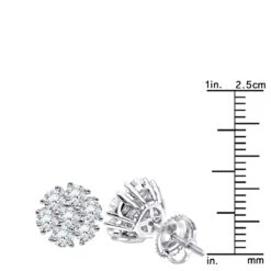Luxurman 1 1/2ct Diamond Flower Cluster Earrings Studs 14K White Gold 13 Luxurman 1 1/2ct Diamond Flower Cluster Earrings Studs 14K White Gold -H'Hen Sale Store luxurman 1 12ct diamond flower cluster earrings studs in 14k gold rulerwh