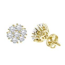 Luxurman 1 1/2ct Diamond Flower Cluster Earrings Studs 14K White Gold 9 Luxurman 1 1/2ct Diamond Flower Cluster Earrings Studs 14K White Gold -H'Hen Sale Store luxurman 1 12ct diamond flower cluster earrings studs in 14k gold ye