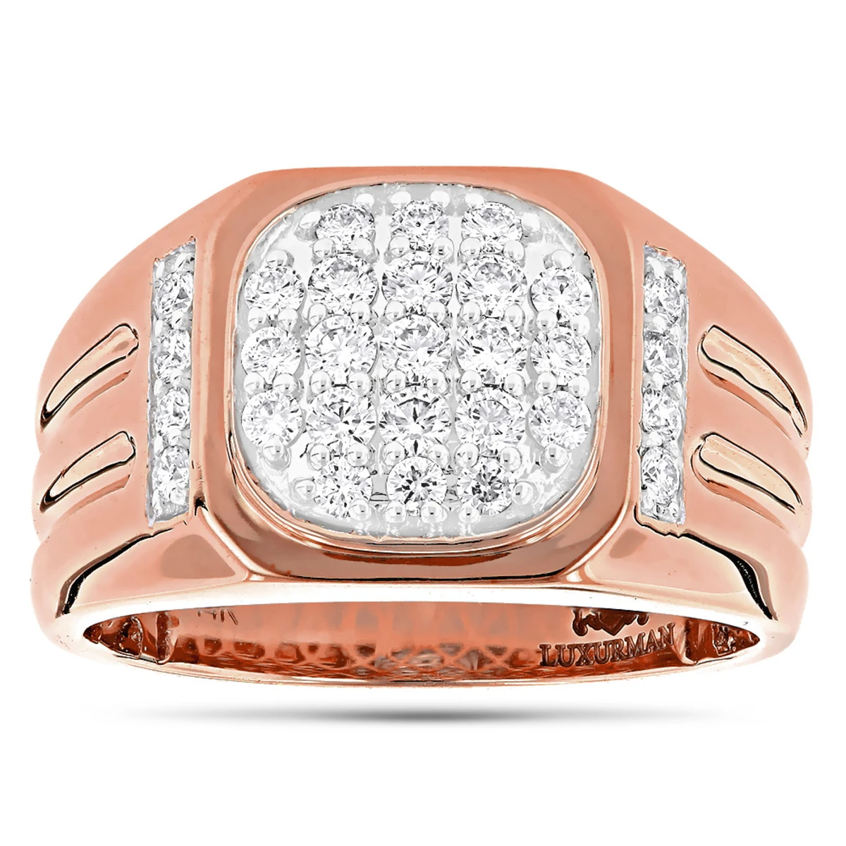 Luxurman 1 Carat Men's Diamond Ring 14K White Gold Pinky Ring 5 Luxurman 1 Carat Men's Diamond Ring 14K White Gold Pinky Ring - Image 3